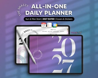 2027 Dated Digital Daily Planner (Cool), Landscape Planner for Goodnotes Notability Noteshelf iPad, Digital Daily Weekly Monthly Planner