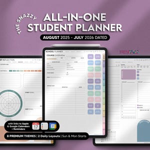 Digital Student Planner DATED 2025-2026 (Portrait), Digital Academic College School Planner, Digital Notes for iPad Android Windows Samsung