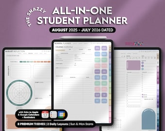 Digital Student Planner DATED 2025-2026 (Portrait), Digital Academic College School Planner, Digital Notes for iPad Android Windows Samsung