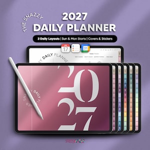 2027 Digital Daily Planner, Dated Landscape, Minimalist Elegant Weekly Monthly Journal Notebook, iPad Android Samsung Notability Goodnotes