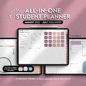 Digital Student Planner AUGUST 2025- JULY 2026 DATED Digital Academic College School Planner, Digital Notes for iPad Android Windows Tablet