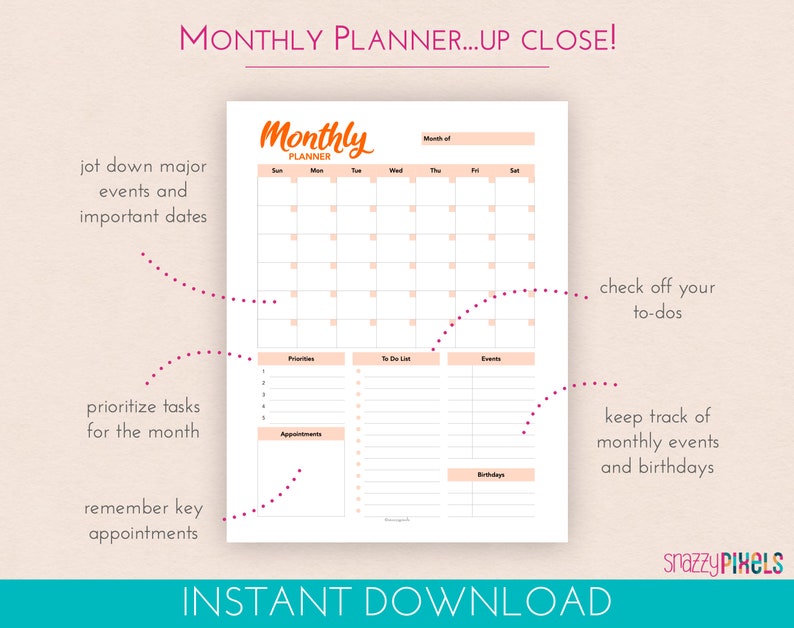 Productivity Planner Printable PDF color Daily Weekly - Etsy