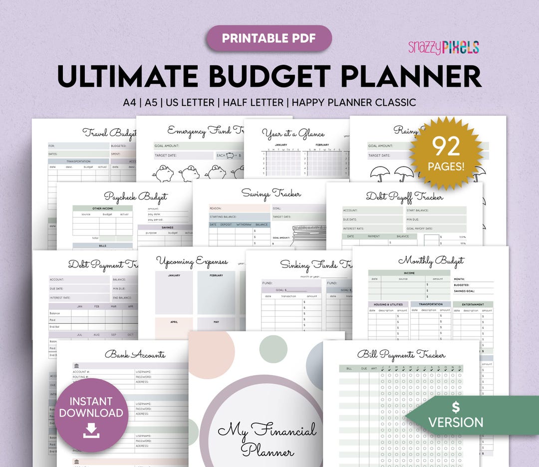 Budget Planner Printable PDF (neutrals), Financial Planner Printable ...