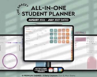 Digital Student Planner August 2026 - July 2027, Academic Planner, Assignment Tracker, Goodnotes Planner for iPad, Android, Windows, Samsung