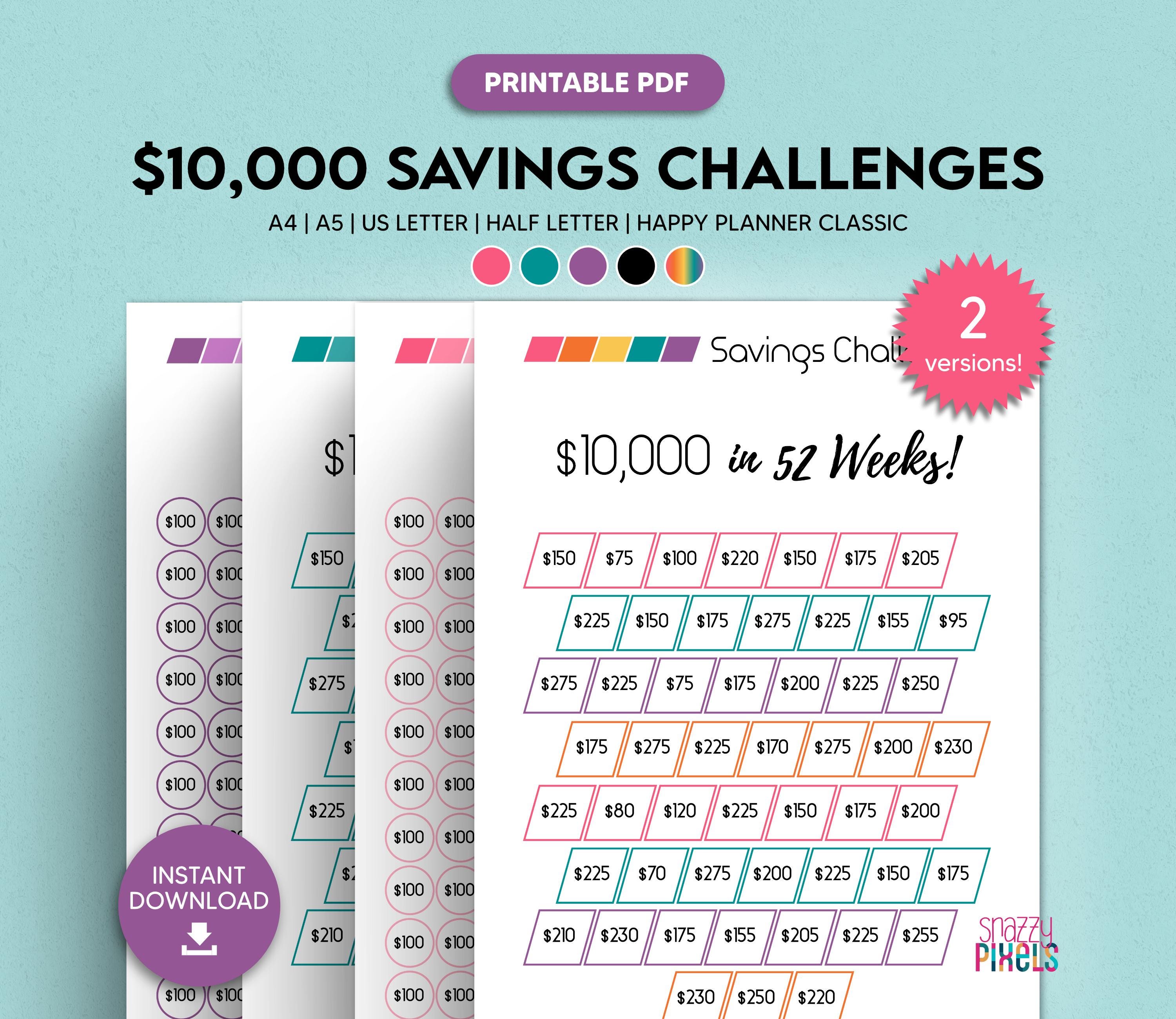 10,000 Savings Challenge (printable PDF), 10k Savings Tracker Chart, 10,000  Money Challenge, Saving Goal Tracker | 5 Sizes, Instant Download - Etsy  Sweden