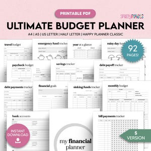 Haushaltsplaner druckbare PDF-Datei (minimalistisch), Haushaltsplaner, Haushaltsbuch, monatliches Budget