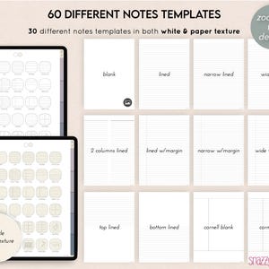 Neutral Digital Notebook Bundle, 5-tab, Notes Templates (digital ...