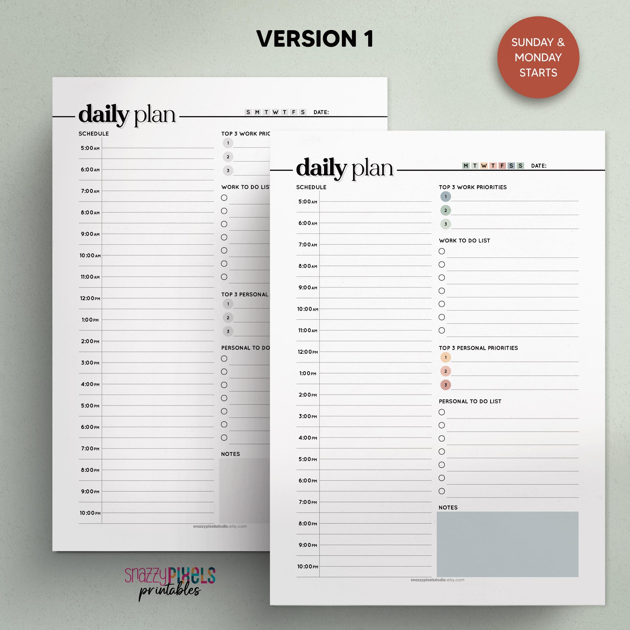 Work From Home Daily Planner Printable, Hourly Schedule (fillable PDF ...