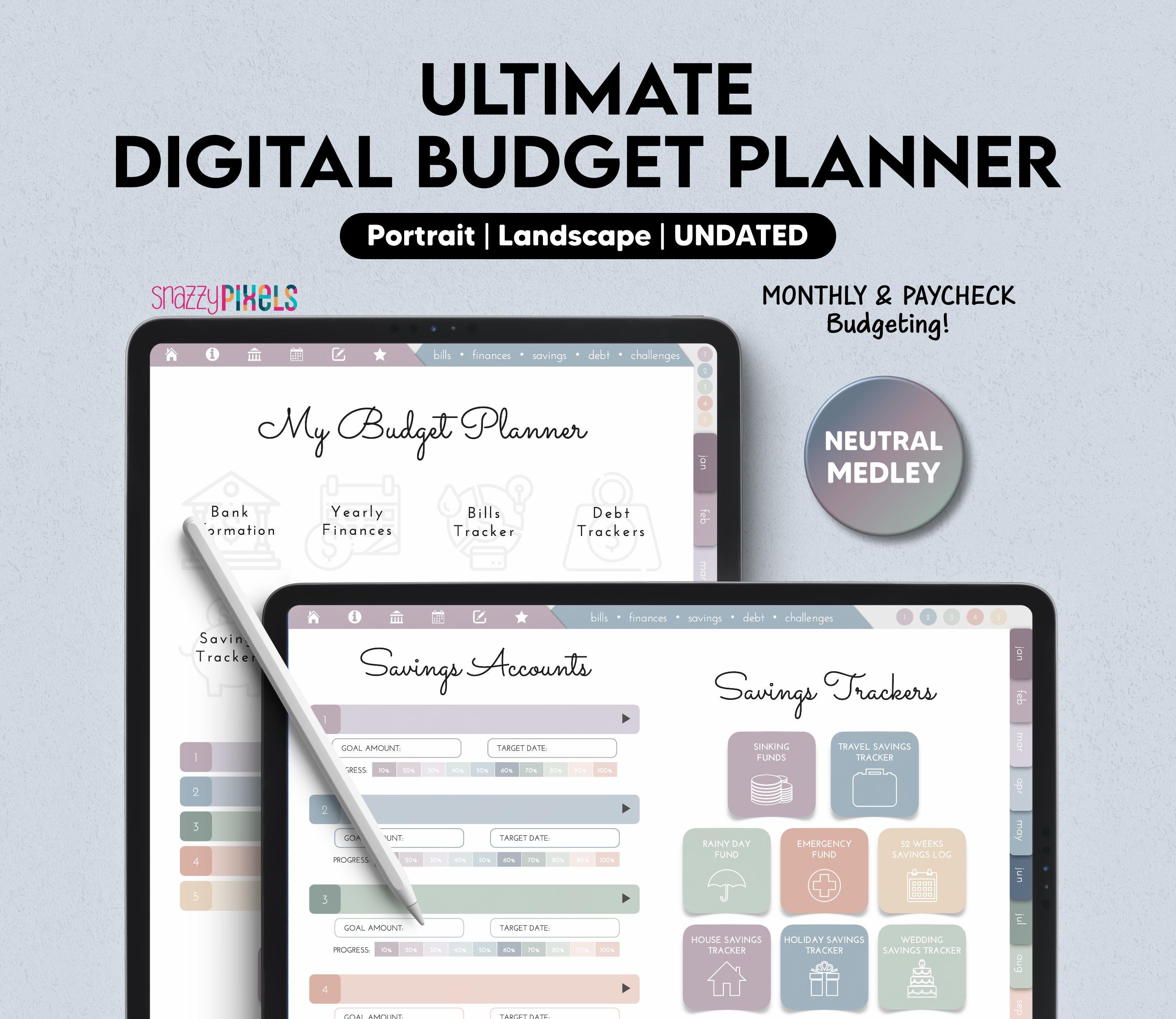 Digital Budget Planner (Neutrals), Finance Planner, Paycheck Budget Planner, Finance Tracker, Digital Budget, GoodNotes Notability Android