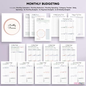 Budget Planner Printable PDF (Neutrals), Financial Planner Printable, Budgeting Binder, Finance Tracker Bundle, Paycheck Budget Template image 5