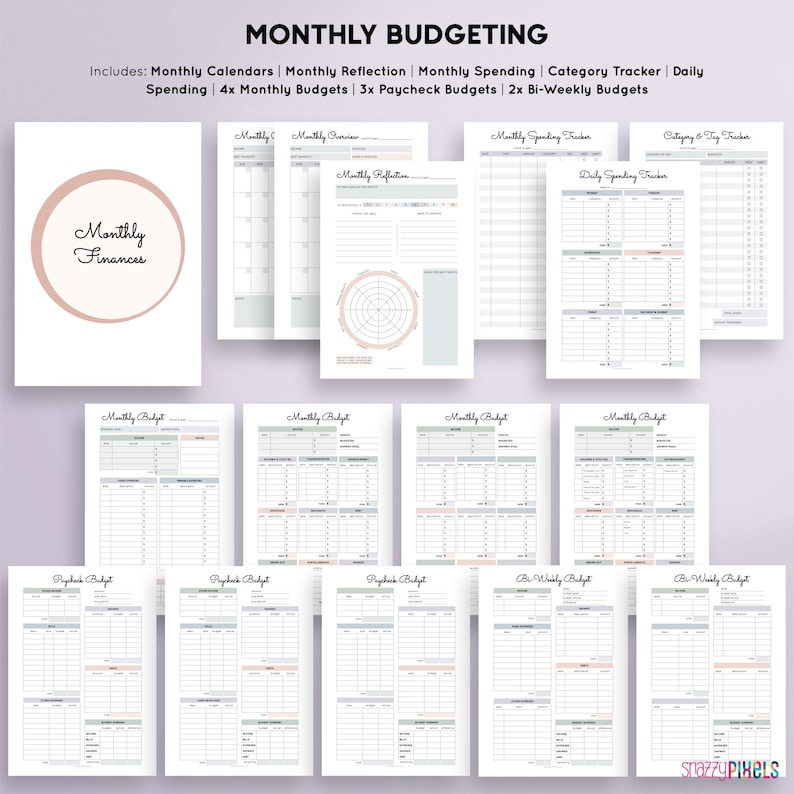 Budget Planner Printable PDF (Neutrals), Financial Planner Printable, Budgeting Binder, Finance Tracker Bundle, Paycheck Budget Template image 5