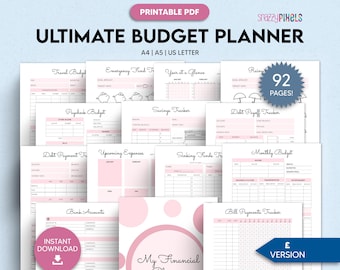 Budget Planner Printable PDF (GBP Pink), Financial Planner Printable, Budgeting Binder, Finance Tracker Bundle, Paycheck Budget Template UK
