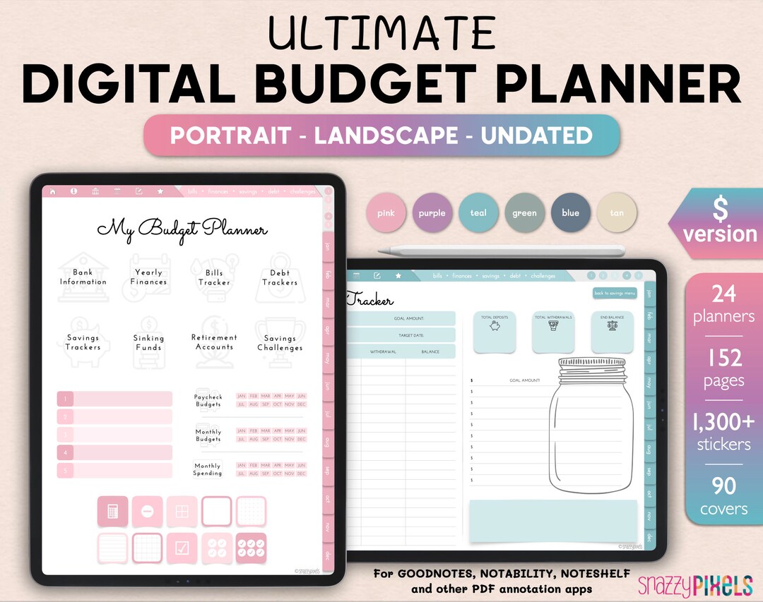 Digital Budget Planner DOLLAR Finance Planner Paycheck Etsy