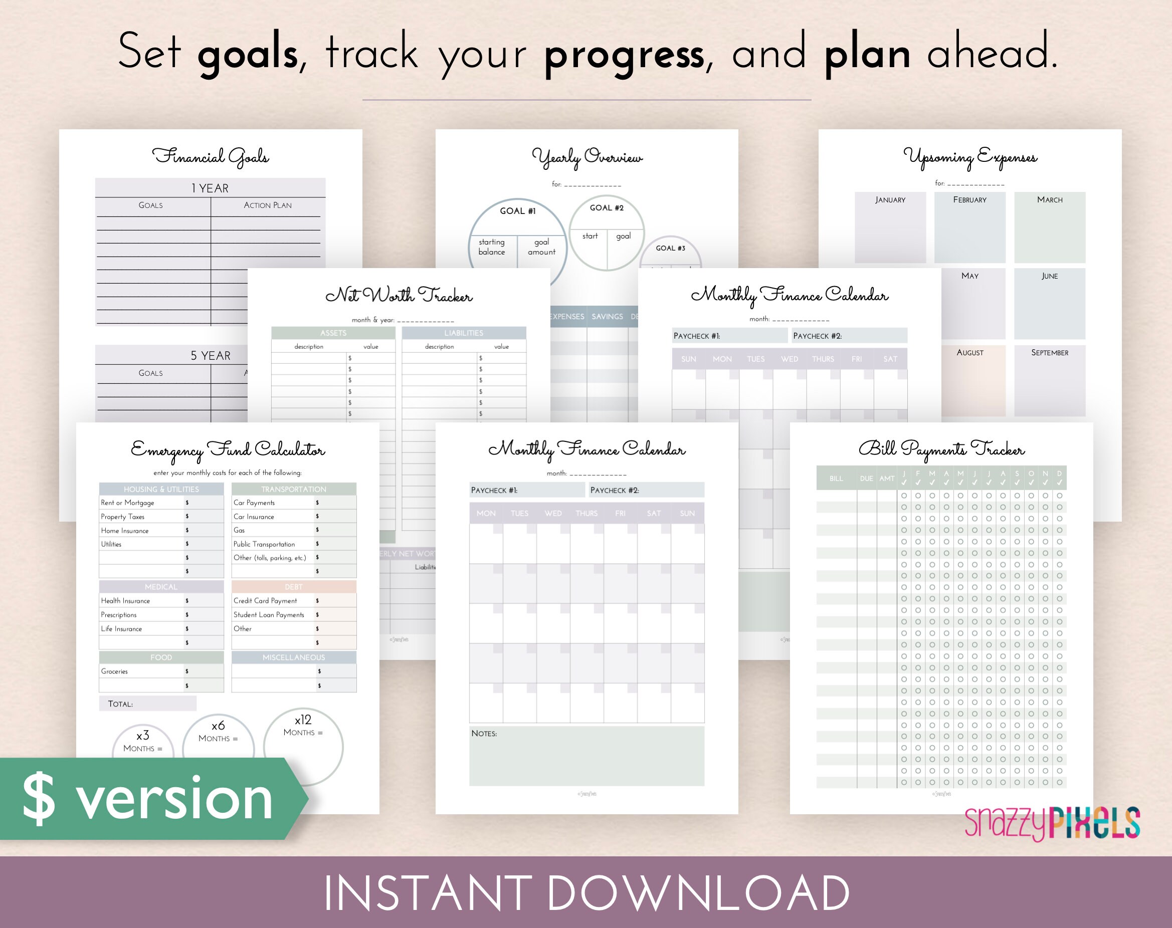 Budget Planner Printable PDF neutrals Financial Planner - Etsy UK