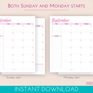 Monthly Calendar Planner Printable PDF (color), Undated Calendar ...