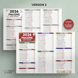 2026 Mahjong Hand Tracker Printable PDF, American Mahjong, Mah Jongg, Mahjong Scorecard, Mahjong Tiles, Mahjong Game Night