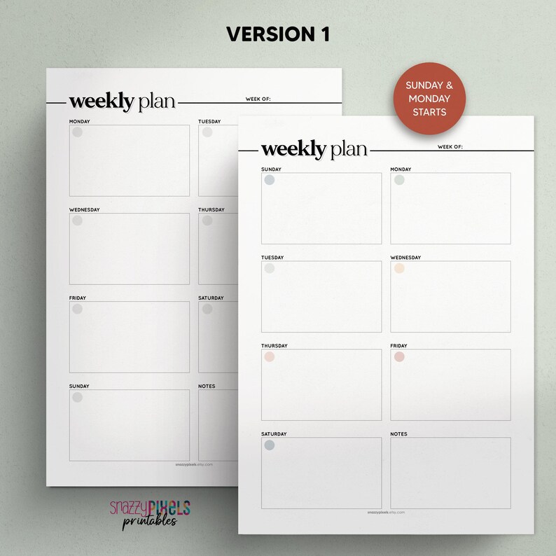 Weekly Organizer Printable, Fillable PDF, 4 Layouts - Etsy
