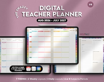 Digital Teacher Planner AUGUST 2026 - JULY 2027 DATED, Lesson Academic Planner, for Goodnotes iPad Samsung Noteshelf Penly Notability