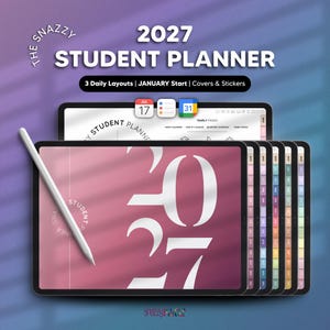 2027 Digital Student Planner, Dated Landscape Academic Planner for iPad Android Samsung Goodnotes, Assignment Tracker for College