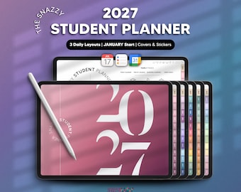 2027 Digital Student Planner, Dated Landscape Academic Planner for iPad Android Samsung Goodnotes, Assignment Tracker for College