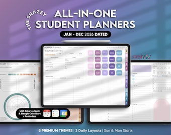 2026 Digital Student Planner Jan-Dec DATED | Digital Academic College School Planner, Digital Lecture Notes for iPad Android Windows Tablet