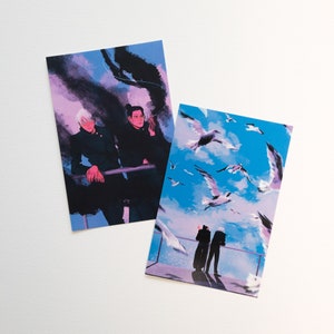Miniconjunto de postales con ilustraciones de arte de manga y anime de JJK - Gojo + Geto - When We Were Young