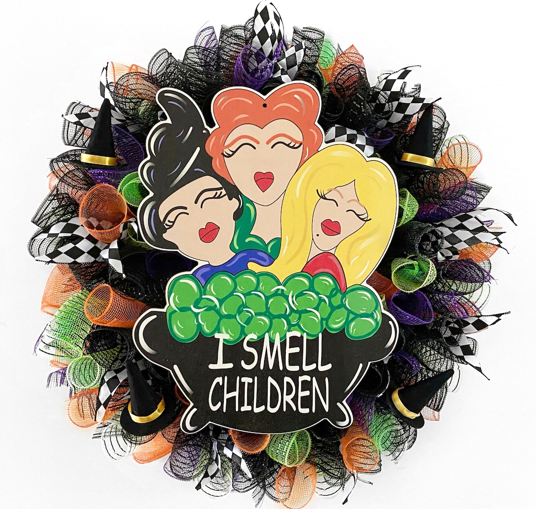 I Smell Children Wreath- Hocus Pocus Deco Mesh Wreath With Sign - Etsy