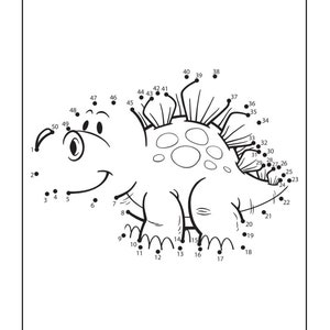 20 dot to dot dinosaur coloring Printables | Etsy