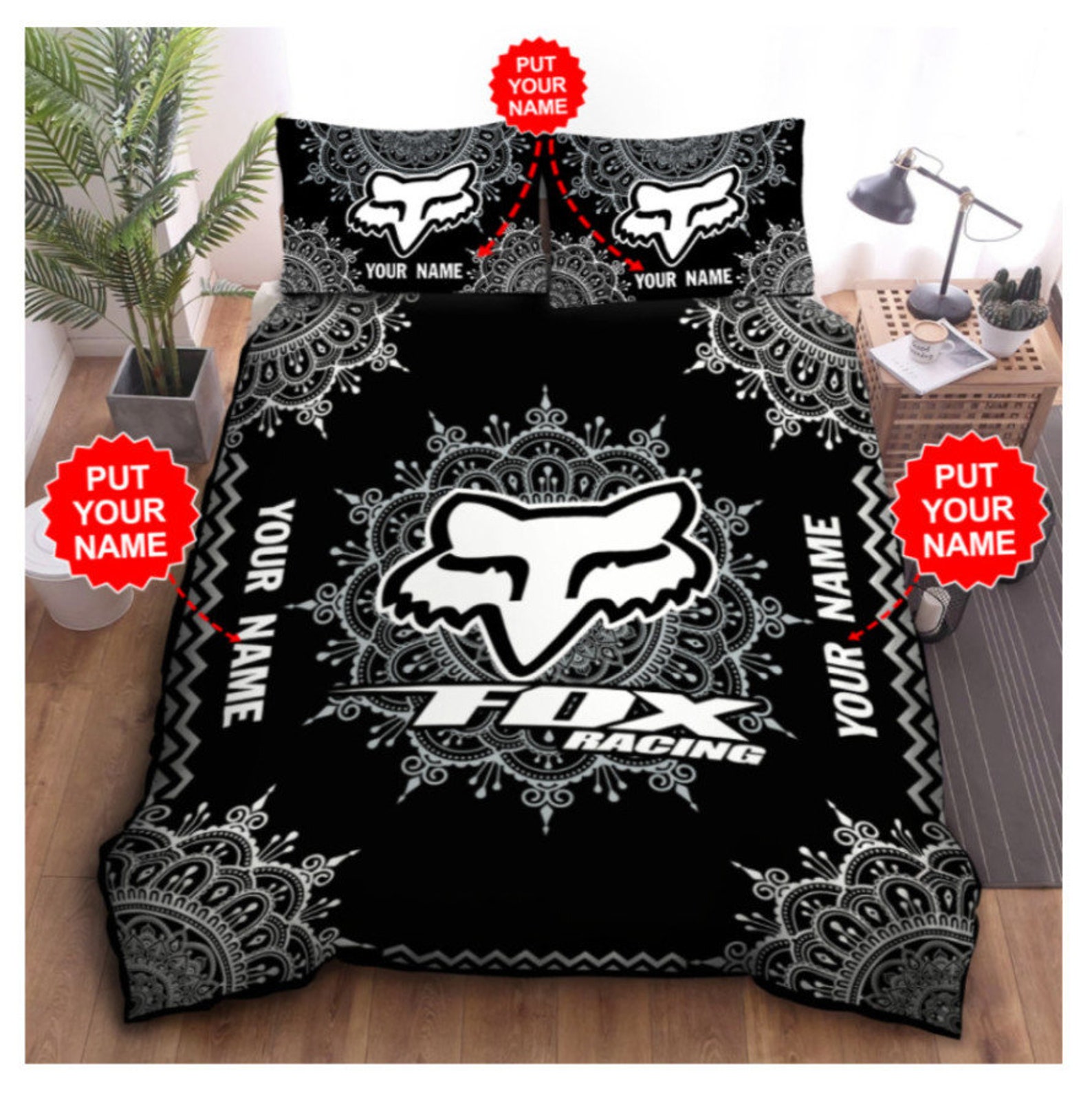 Fox Racing Bedding Set Custom Name Bedding Set Fox Vintage Etsy