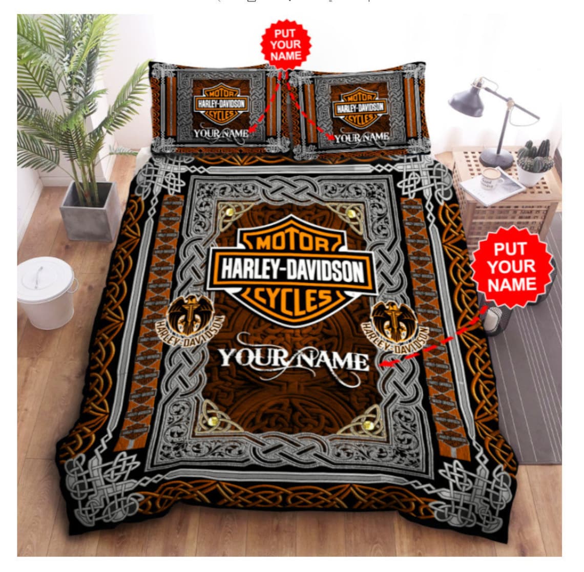 Harley Davidson Bedding Set Custom Name Bedding Set Harley Etsy