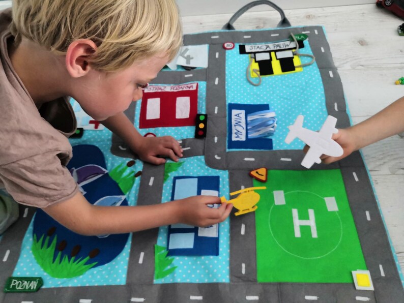 Car Play Mat Toy Car Mat Road Mat Car Playmate Felt Play Etsy