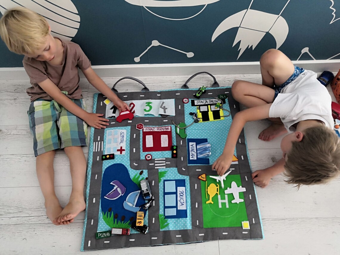 Car play mat toy car mat road mat car playmate felt play Etsy