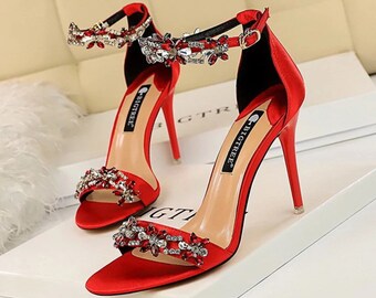 Red and silver deals heels for prom