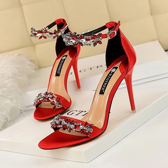 Women 9cm High Heels Crystal Sandals Wedding Bridal Stiletto | Etsy