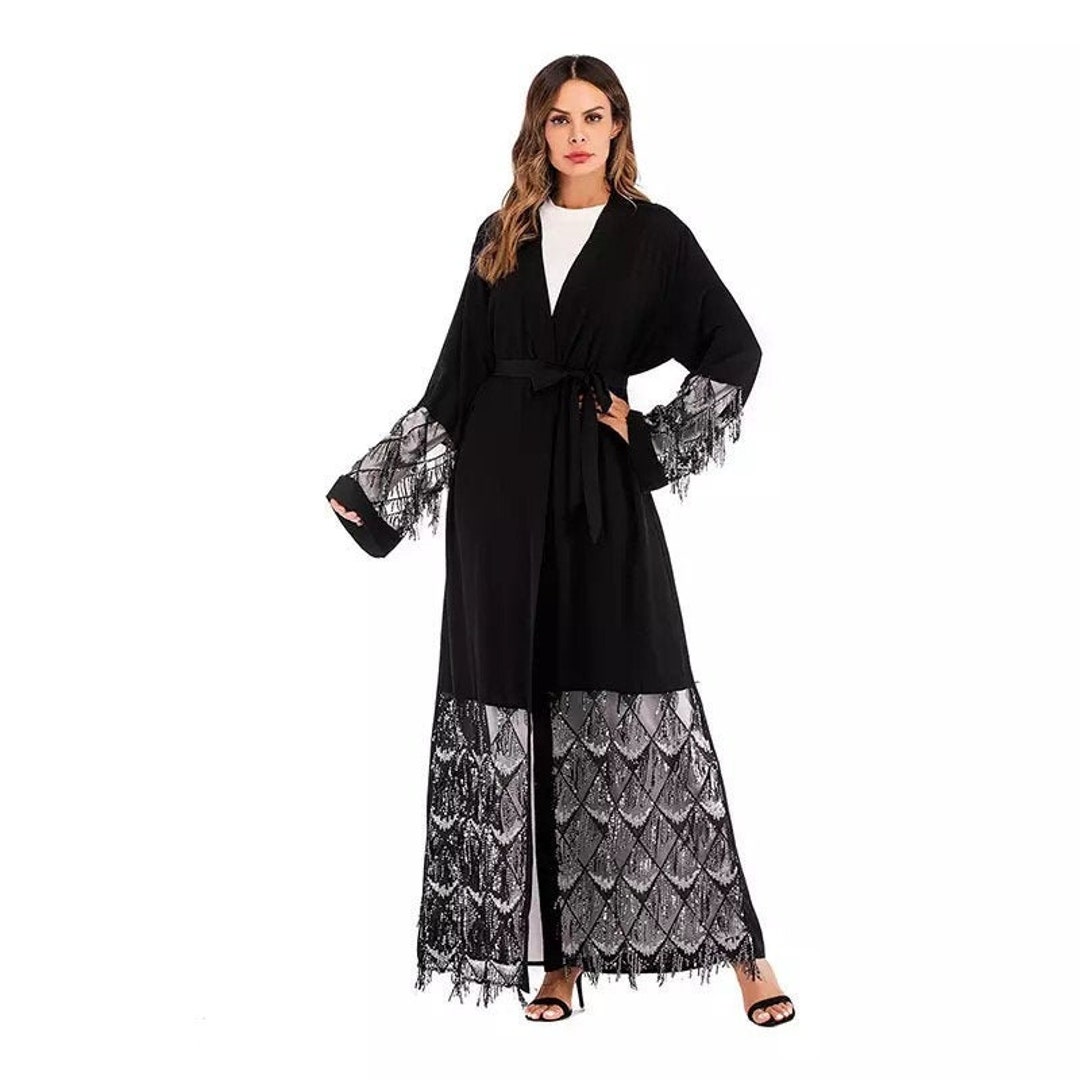 HAYA Modest Abaya Burka With Mesh Sequin Dubai Abaya in Black - Etsy