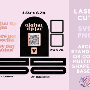 Mittelgroße Laserschnittdateien, einfache Bezahlstation, Social Scan QR-Code - Sofortiger digitaler Download Png svg Glowforge-Dateien