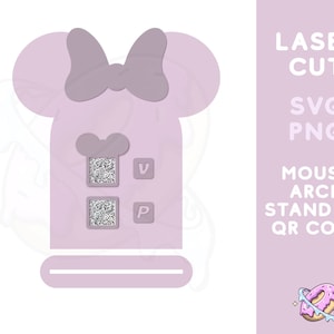 Maus Bogen Laserschnittdatei, einfache Bezahlstation, Social Scan QR-Code - Sofortiger digitaler Download Png svg Glowforge-Dateien