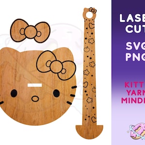 Kitty Yarn Minder laser cut file - Instant Digital Download Png Svg Glowforge files mothers day