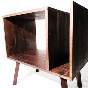 Vinyl Table Stand in Solidwood | Living Room furniture with Open Shelf for modern Look | Record Player Stand | MCM Cabinet