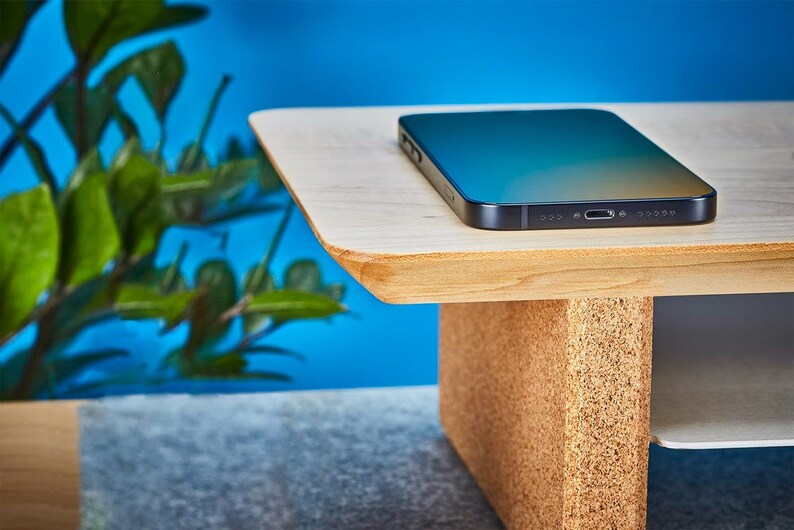 DeskVue Solid Wooden Desk Shelf 46'' Mid Century image 4