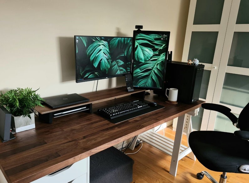 Dark Walnut Desk Shelf with 46" length and 9" width for a complete setup