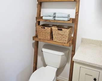 72 Tall Leaning Over-the-toilet Laddershelf 3-tier Bathroom Storage for  Organization Minimal Home Decor solid Wood Housewarming Gift 