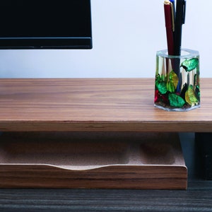 DeskVue Hand-Carved DeskTray | No-joints | Solid Wood-Frame | Wooden Table Organizer | DeskShelf Drawer | Catch All-Tray | Desk Organization