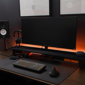 Black tone in deskshelf gives a premium look to your setup