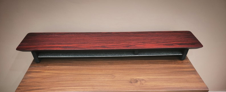 DeskVue Solid Wooden Desk Shelf 46'' Mid Century CHERRY