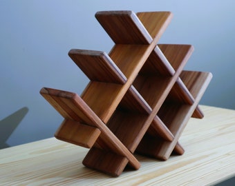 DeskVue Porte-bouteilles en bois massif, porte-bouteilles, porte-bouteilles, porte-bouteilles de table, cadeaux d'anniversaire, présentoir à vin, cadeau d'anniversaire