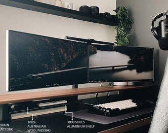 DeskVue Desk Shelf (46'') Dual Monitor Stand, Desk Organizer, Handmade Monitor Riser, Home Office, Monitor Stand, Office Decor, Laptop Riser