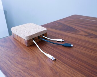 Accessoires en bois massif DeskVue, porte-stylo, gestionnaire de fils, support pour ordinateur portable, porte-haut-parleur, porte-écouteurs, fait à la main, organisateur de bureau, cadeaux