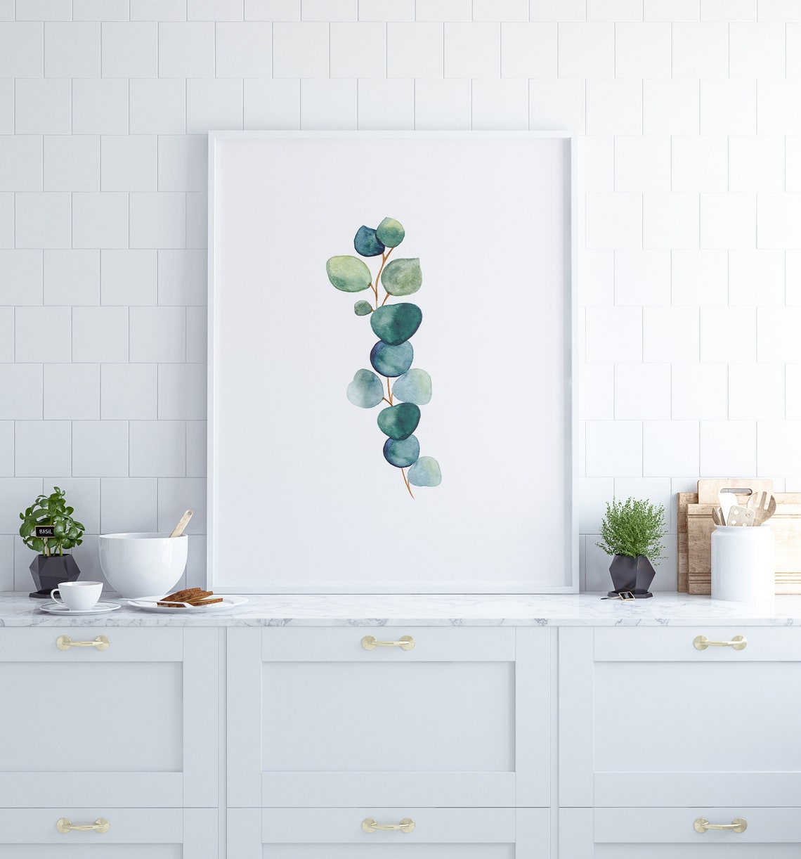 Eucalyptus Wall Art Minimalist Wall Art Set of 2 Prints Etsy