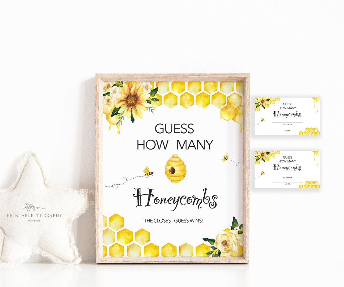 Bee Guessing Game Guess How Many Honeycombs Printable Baby | Etsy Singapore